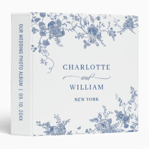 Elegant Victorian Blue Floral Wedding photo album 3 Ring Binder
