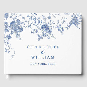 Elegant Victorian Blue French Floral Wedding Guest Book