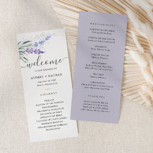 Elegant Watercolor Lavender Flower Wedding Program