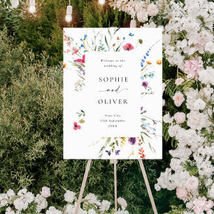 Elegant Watercolor Wild Flowers WELCOME Wedding Foam Board
