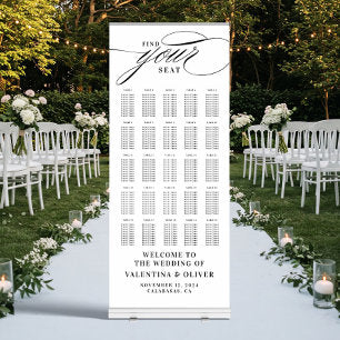 Elegant Wedding 25 Table Seating Chart Retractable Banner