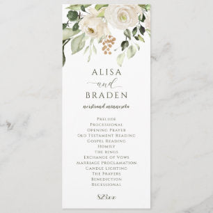Elegant Wedding Greenery Foliage White Floral Program