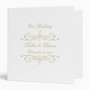 Elegant White and Gold Monogram Wedding Album 3 Ring Binder