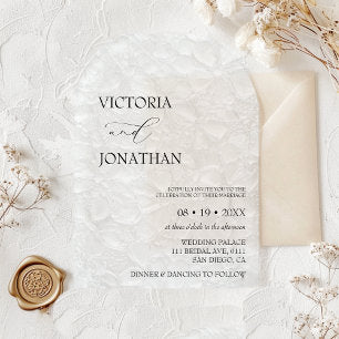 Elegant White Floral Pattern Wedding Acrylic Invitations