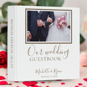 Elegant White Wedding Guestbook 3 Ring Binder