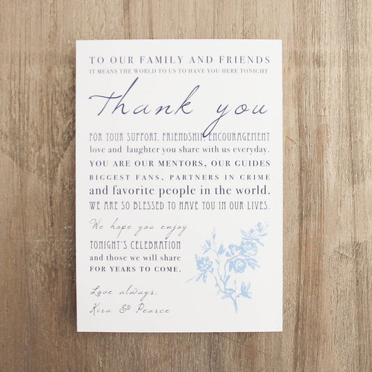 Elegant Blue Reception Thank Yous