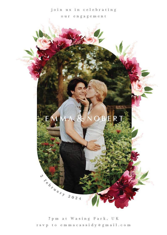 Elegant Flowers Engagement Invitations by Joy