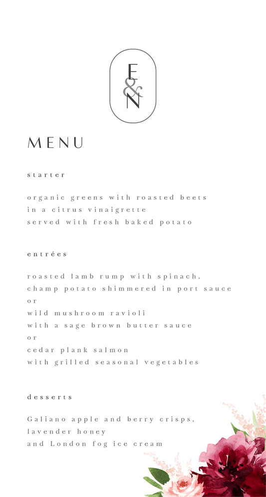 Elegant FlowersMenu Cards by Joy