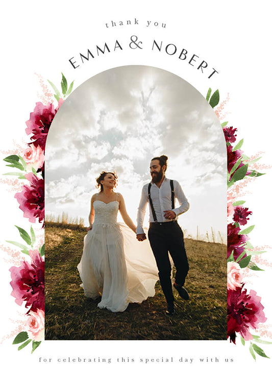 Elegant Flowers Thank You Card by Joy