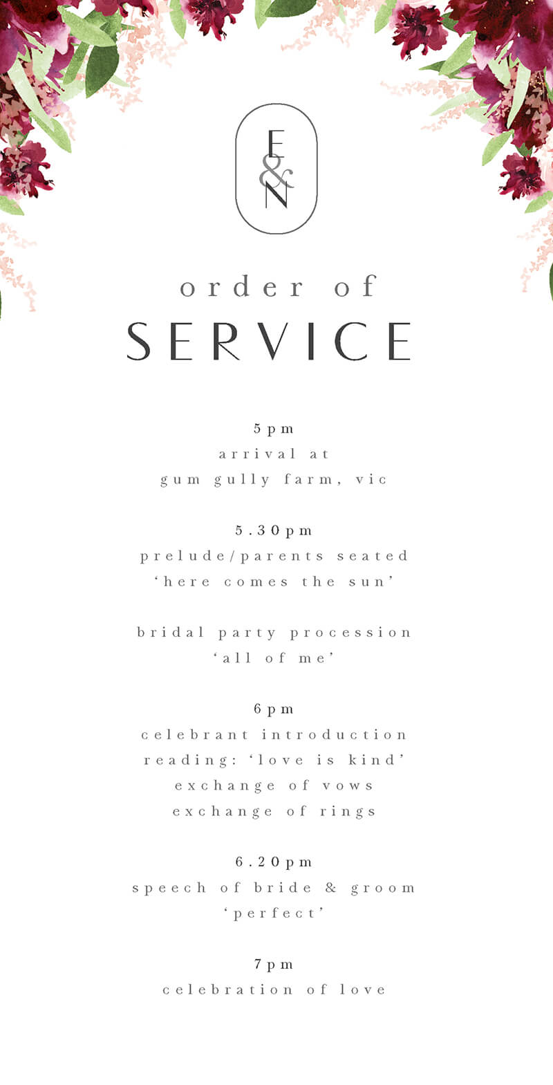 Elegant Flowers Wedding Program by Joy