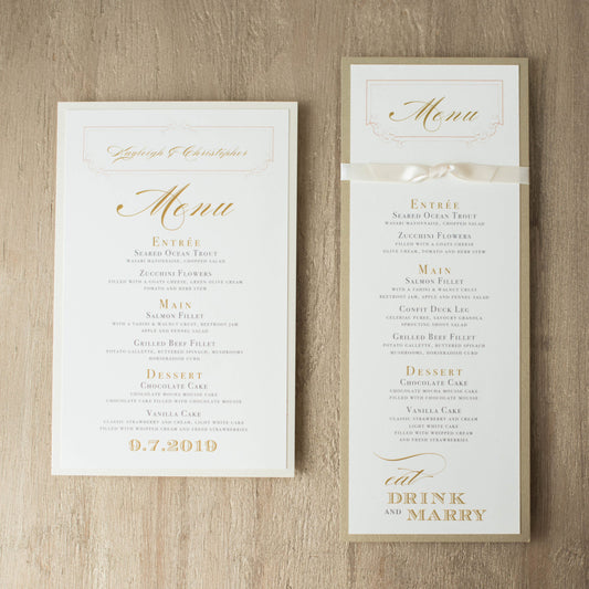 Elegant Ivory Flat Menu Cards