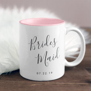 Elegantly Penned Bridesmaid Two-Tone Coffee Mug
