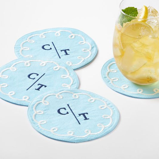 Embroidered Loop Coasters, Set Of 4