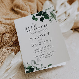 Emerald Greenery Folded Wedding Program