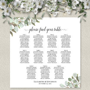 Eucalyptus Foliage 11 Table Wedding Seating Chart