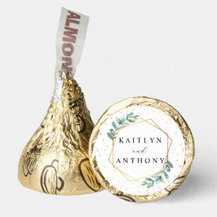 Eucalyptus Geometric Gold Foil Wedding Hershey®'s Kisses®