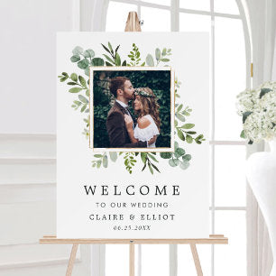 Eucalyptus Green Foliage Photo Wedding Welcome Foam Board
