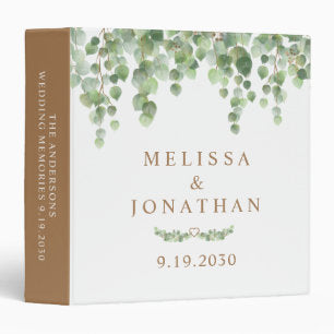 Eucalyptus Greenery Elegant Gold Wedding Photo 3 Ring Binder