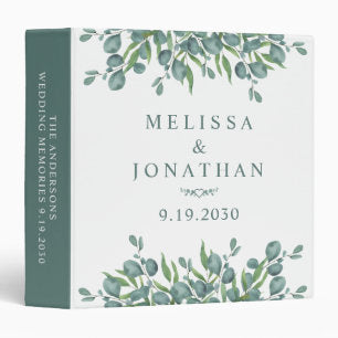 Eucalyptus Greenery Modern Wedding Photo Album 3 Ring Binder