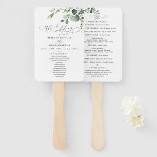 Eucalyptus Greenery Wedding Ceremony Program Hand Fan