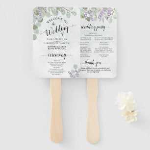 Eucalyptus & Lavender Elegant Wedding Program Hand Fan