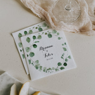 Eucalyptus Modern Calligraphy Wedding Napkins