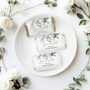 Evergreen winter elegant bridal shower hershey's miniatures