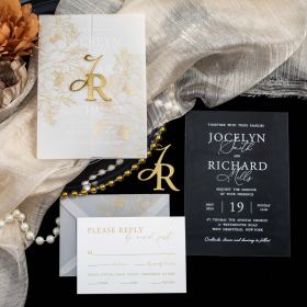 Opulent Floral Acrylic Wedding Invitation Suite With Gold Acrylic Name Tag Sapv027T