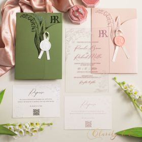 Rustic Bellflower Acrylic Wedding Invitations with Matching Shaped Pocket CAPL059
