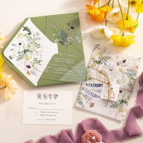 Whimsical Wildflower Acrylic Wedding Invitation With Printed Vellum Wrap Sapv018