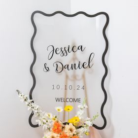 Chic Wave Frosted Acrylic Wedding Welcome Sign CS108