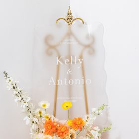 Unique Wave Frosted Acrylic Wedding Welcome Sign CS085