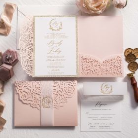 Enchanting Rose Blossom Laser Cut Invitation: A Whimsical Floral Delight Swws327