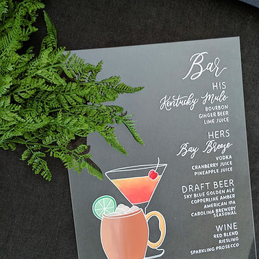 Bar Menu with 2 Signature Cockails