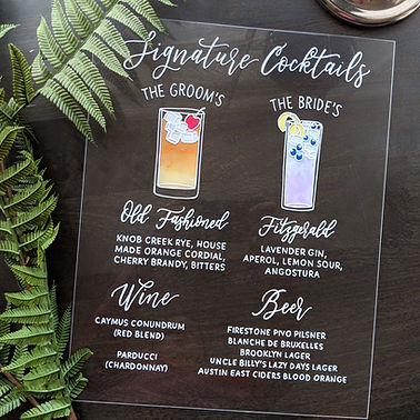 Bar Menu with 2 Signature Cockails