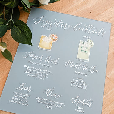 Bar Menu with 2 Signature Cockails | Solid Painted Back