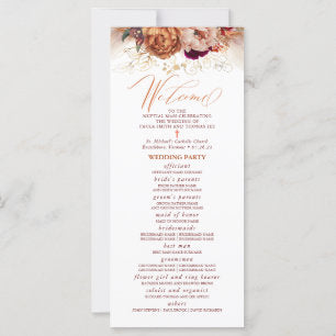 Fall Florals Catholic Wedding Program with Mass