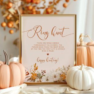 Fall rustic ring hunt bridal shower game poster