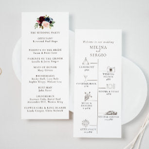 Fancy Classic Flowers Timeline Wedding Program