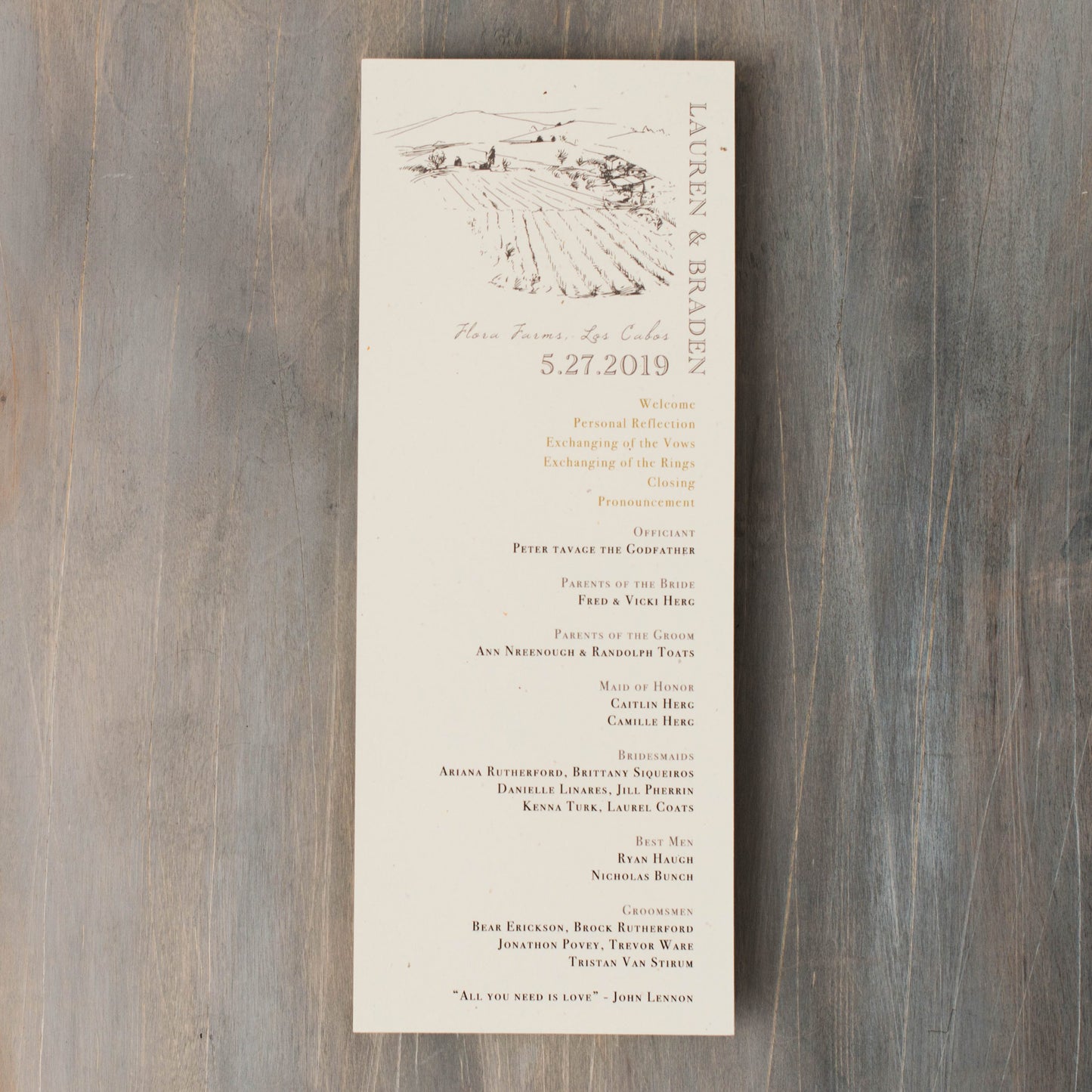 Farm Chic Flat Ceremony Programs