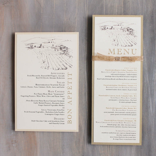 Farm Chic Flat Menu Cards