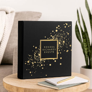 Faux Gold Confetti on Modern Black Binder
