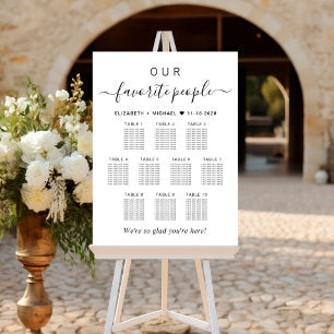 Favorite People 10 Table Wedding Seating Chart Foam Board
