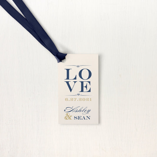 Elegant Navy Script Favor Tags