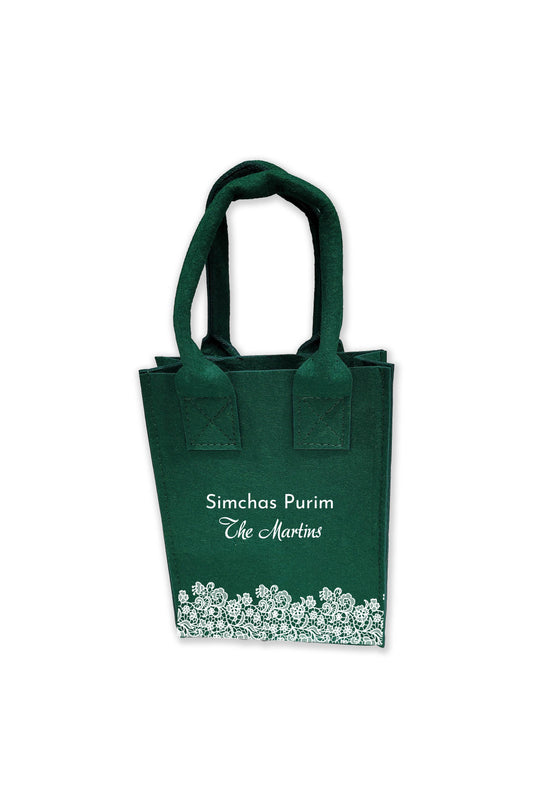 Green Felt Mini Tote With Lace Design (Other Designs Upon Request)
