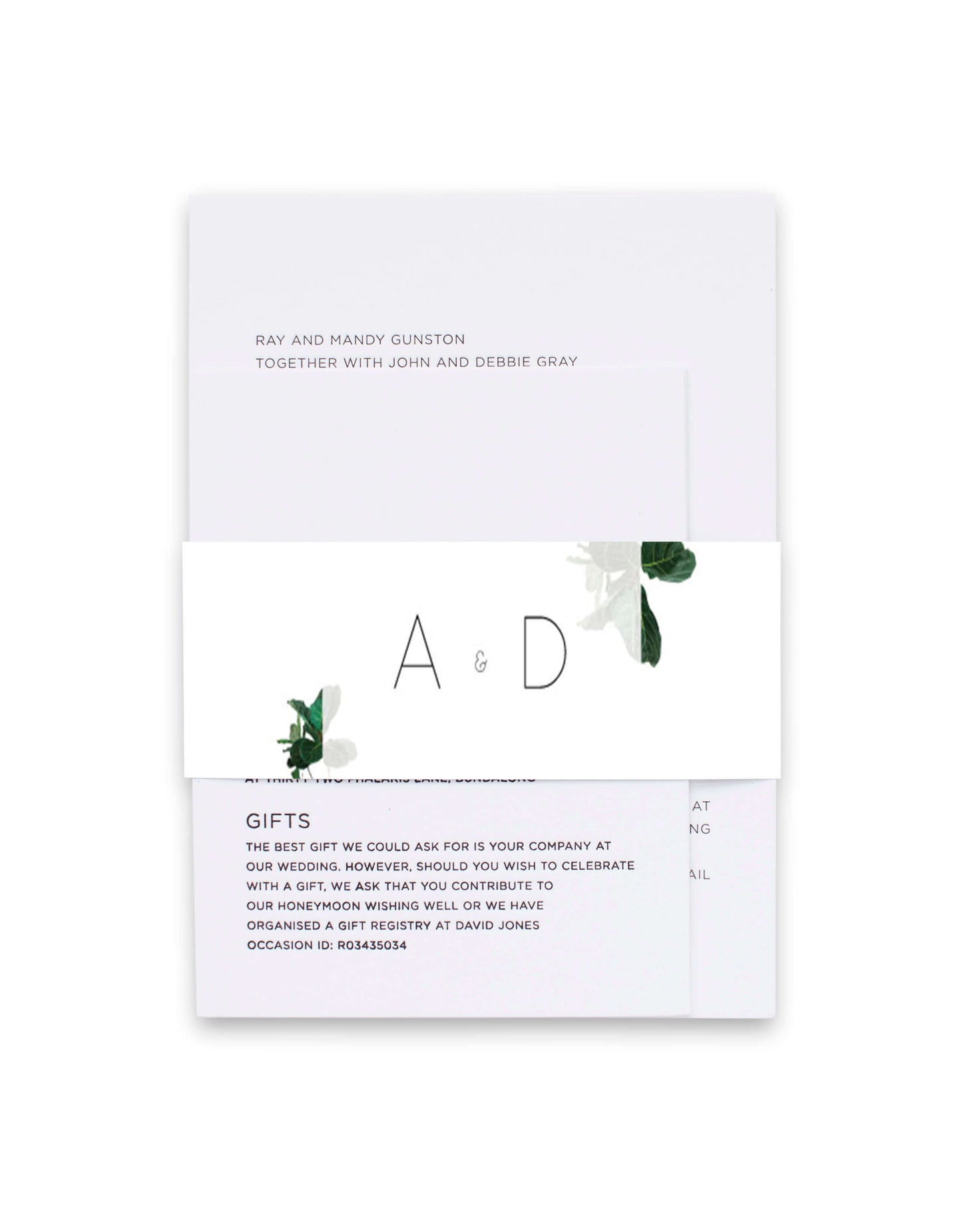 Fiddle Leaf Fig Invitation Belly Band by Joanna H.