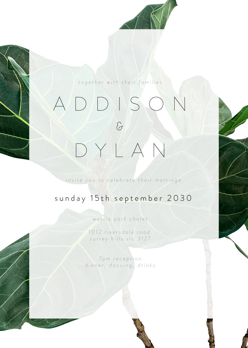 Fiddle Leaf Fig Wedding Invitations by Joanna H.