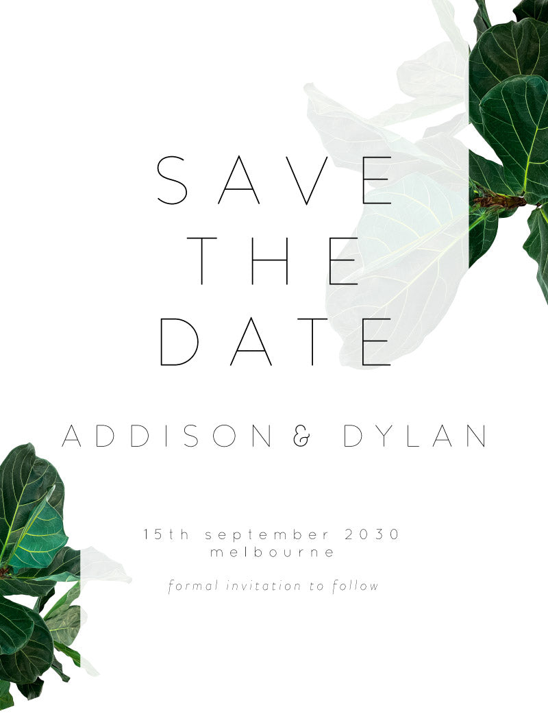 Fiddle Leaf Fig Save The Date Cards by Joanna H.