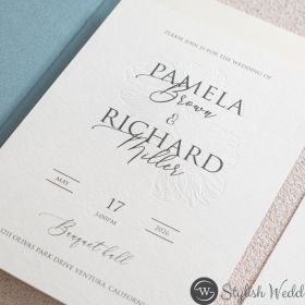 Elegance Blossom Embossed Textured Letterpress Cotton Paper Invitation Card Swi141