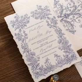 Vintage Lavender Bloom Wildflower Border Handtorn Wedding Invitations Swi145
